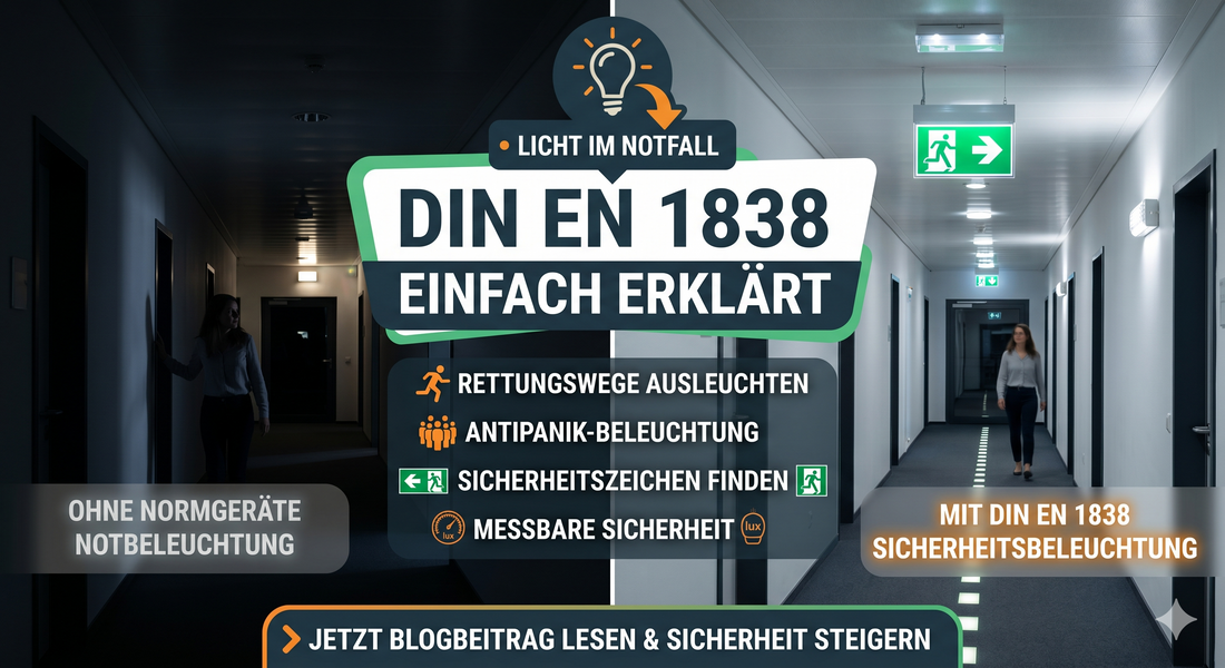 DIN EN 1838 einfach erklärt: Warum Ladenbesitzer und Arbeitgeber bei der Notbeleuchtung jetzt handeln müssen