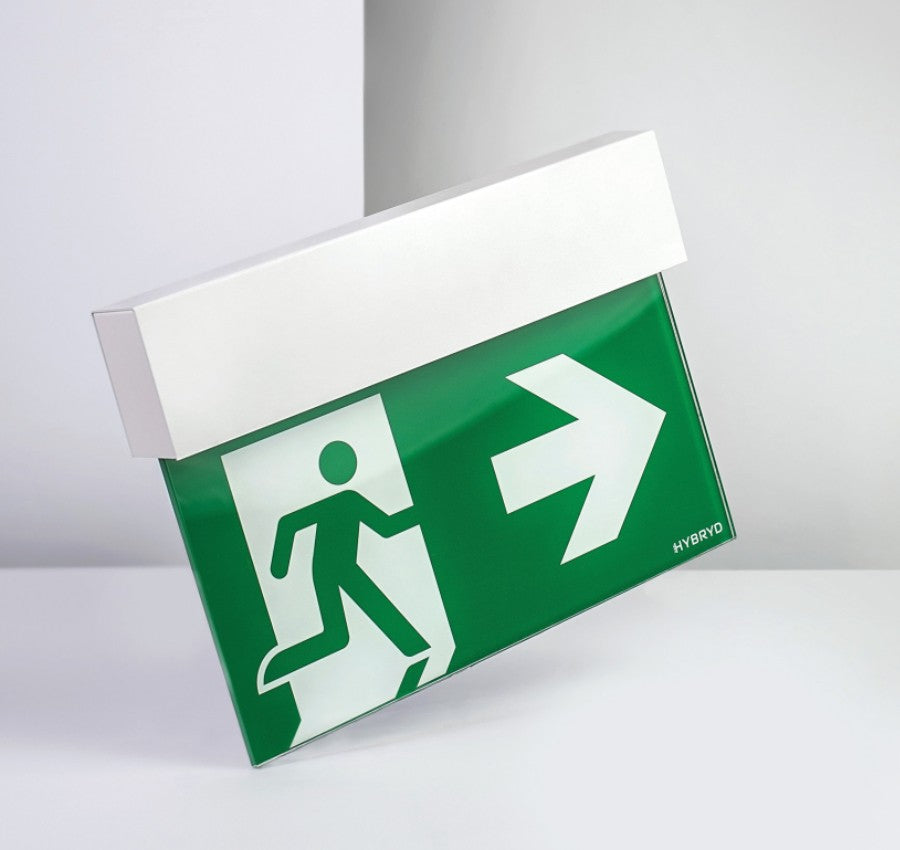 LED Rettungszeichenleuchte CRYSTAL II | Autotest 3h | Stahl-Gehäuse (Versch. Farben) | Inkl. Piktogramm-Set | Decken-/Wandmontage